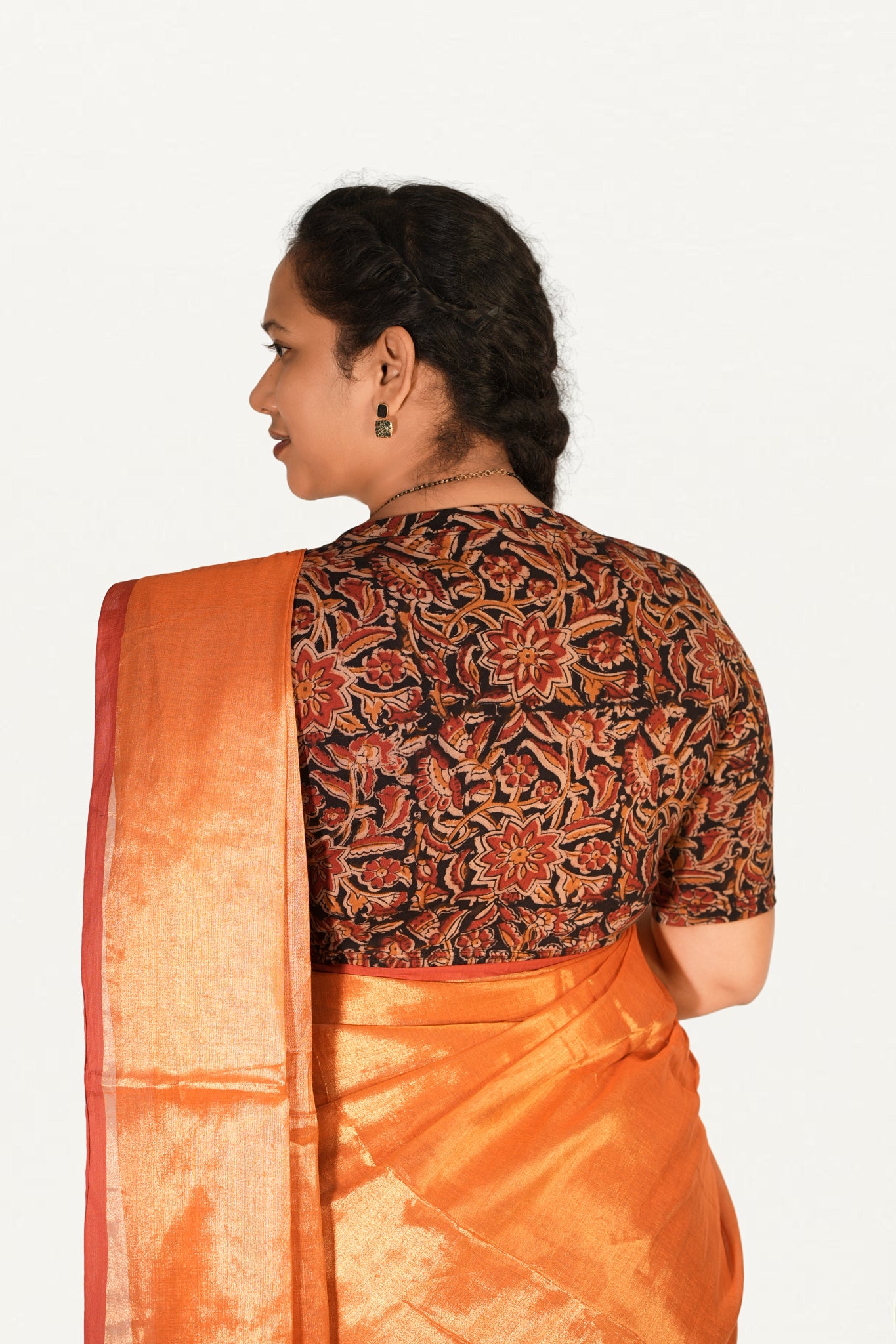 KALAMKARI V NECK 10 INCH HAND  STRECHBLE BLOUSE