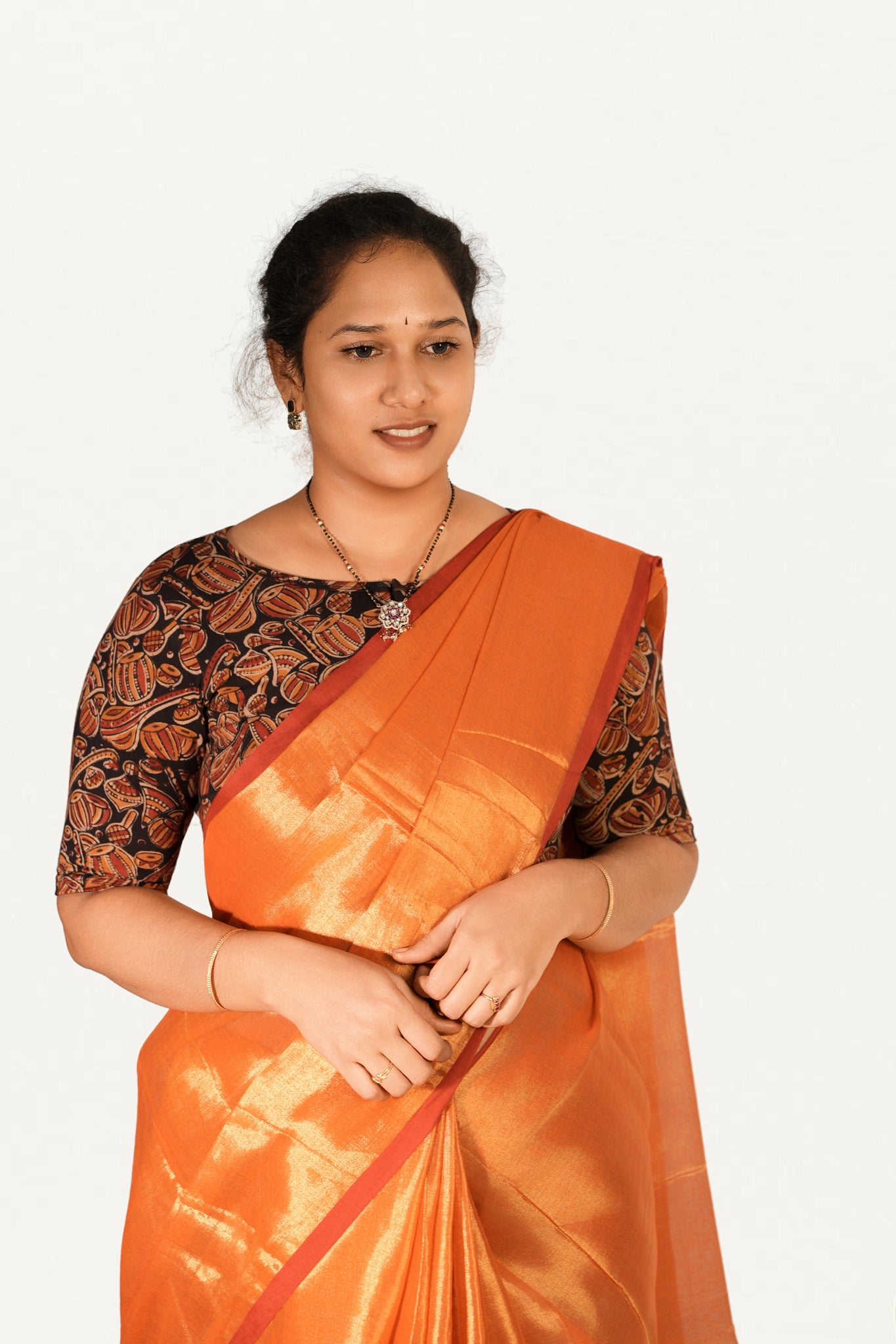 KALAMKARI BOAT NECK OPEN 10 HAND'S STREACHBLE  BLOUSE