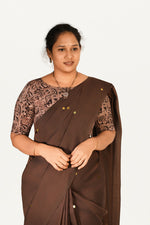 KALAMKARI BOAT NECK OPEN 10 HAND'S STREACHBLE  BLOUSE