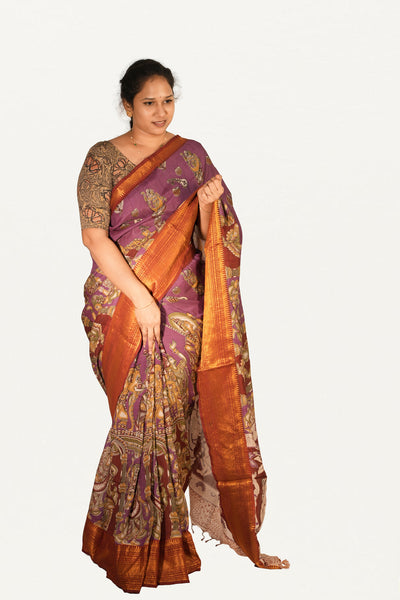 KALAMKARI MANGALAGIRI POWERLOOM SAREE