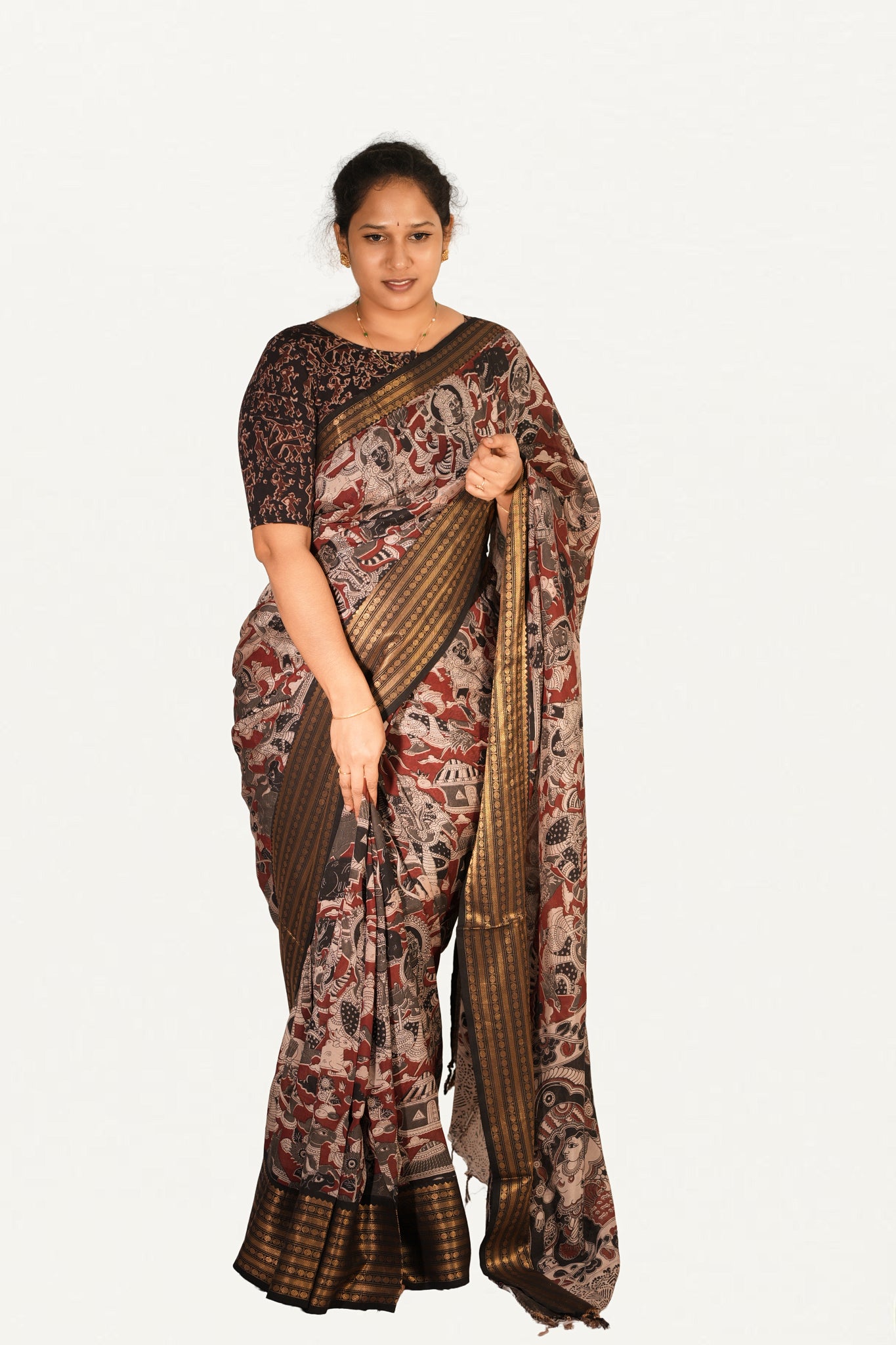 KALAMKARI MANGALAGIRI POWERLOOM SAREE