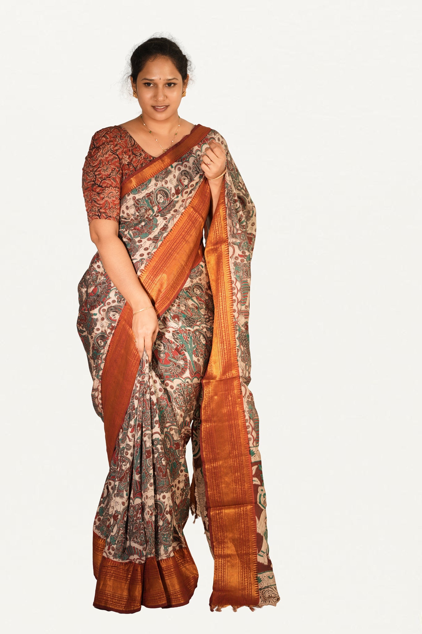 KALAMKARI MANGALAGIRI POWERLOOM SAREE