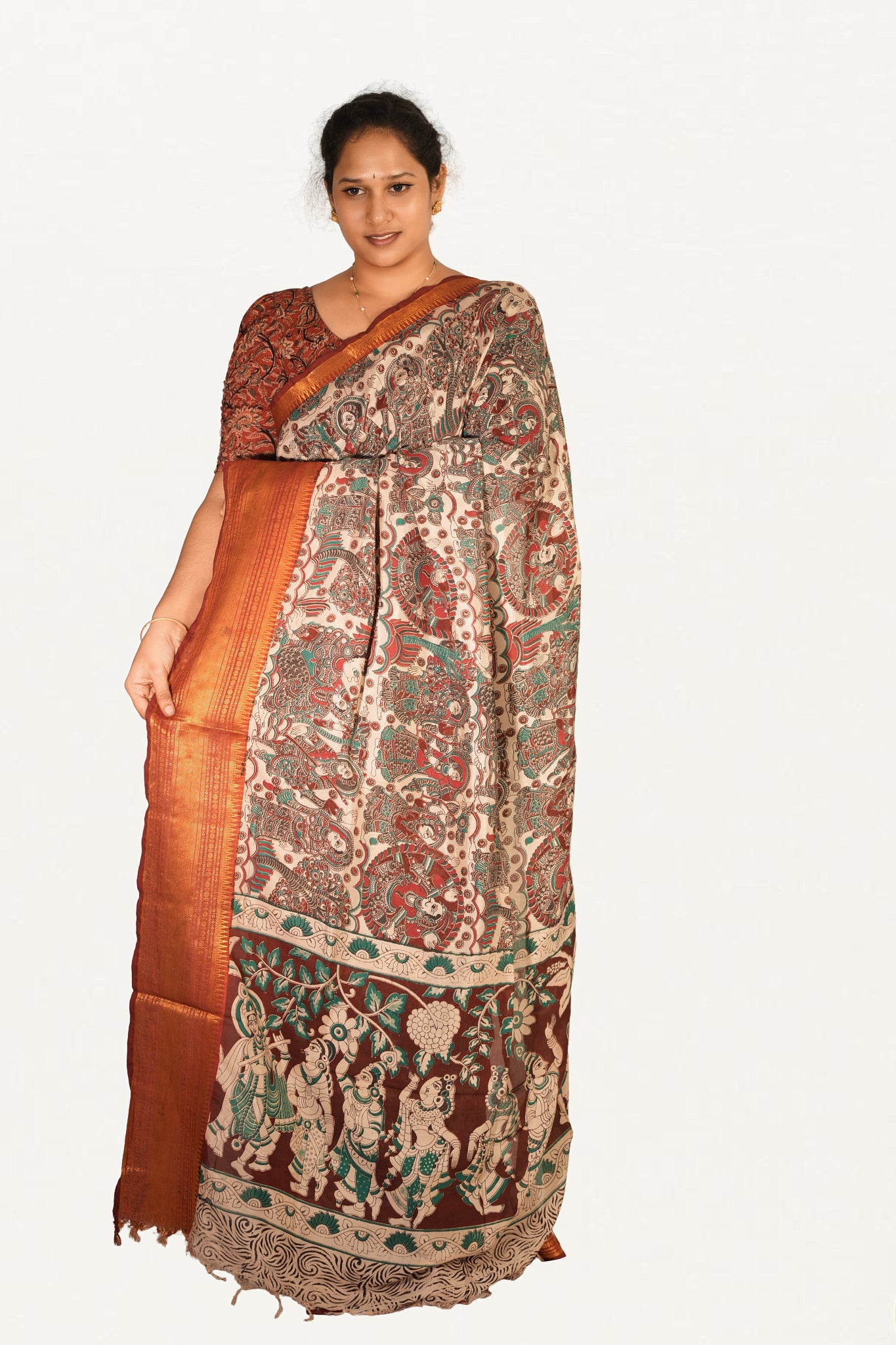 KALAMKARI MANGALAGIRI POWERLOOM SAREE