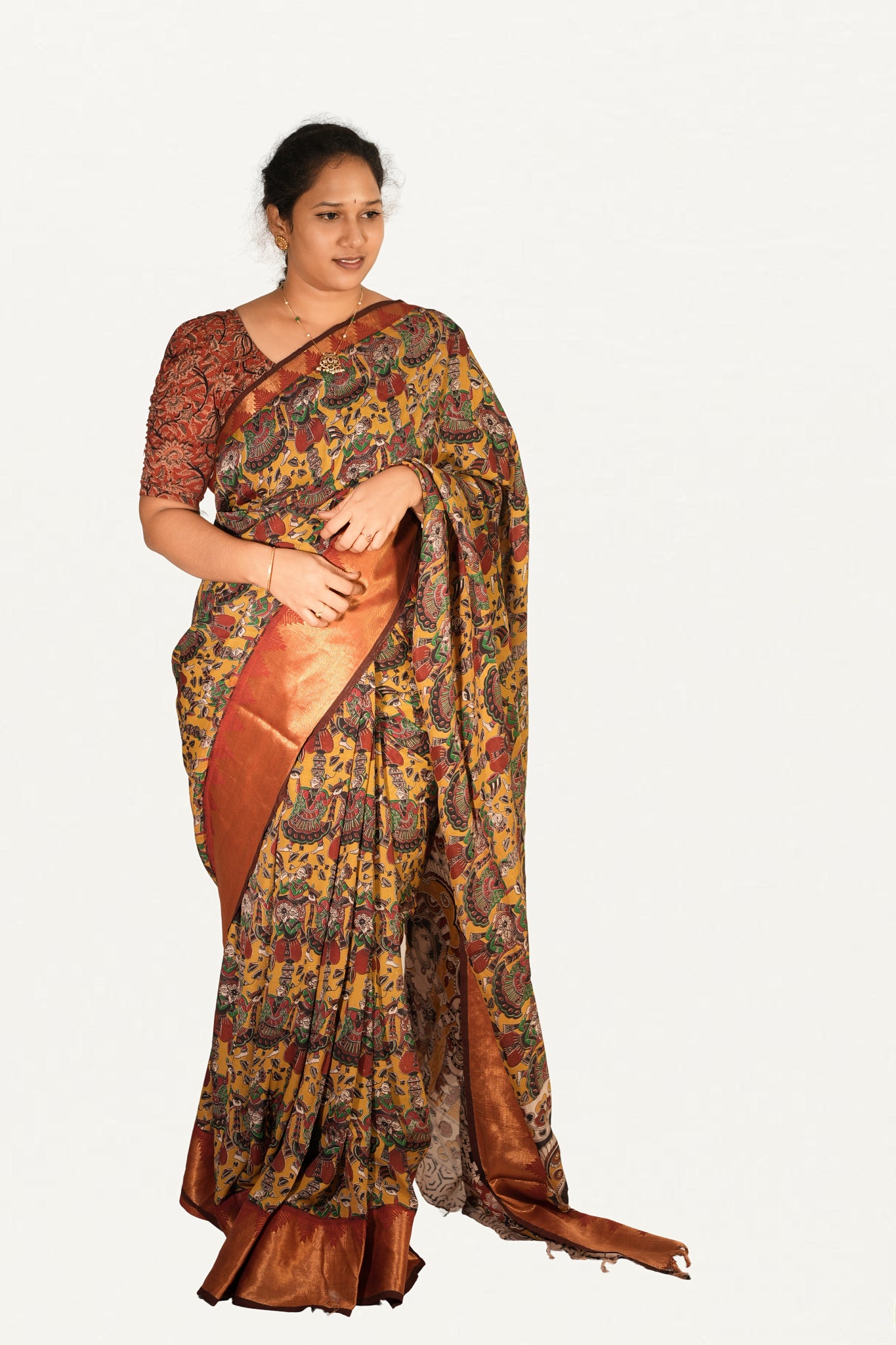 KALAMKARI MANGALAGIRI POWERLOOM SAREE