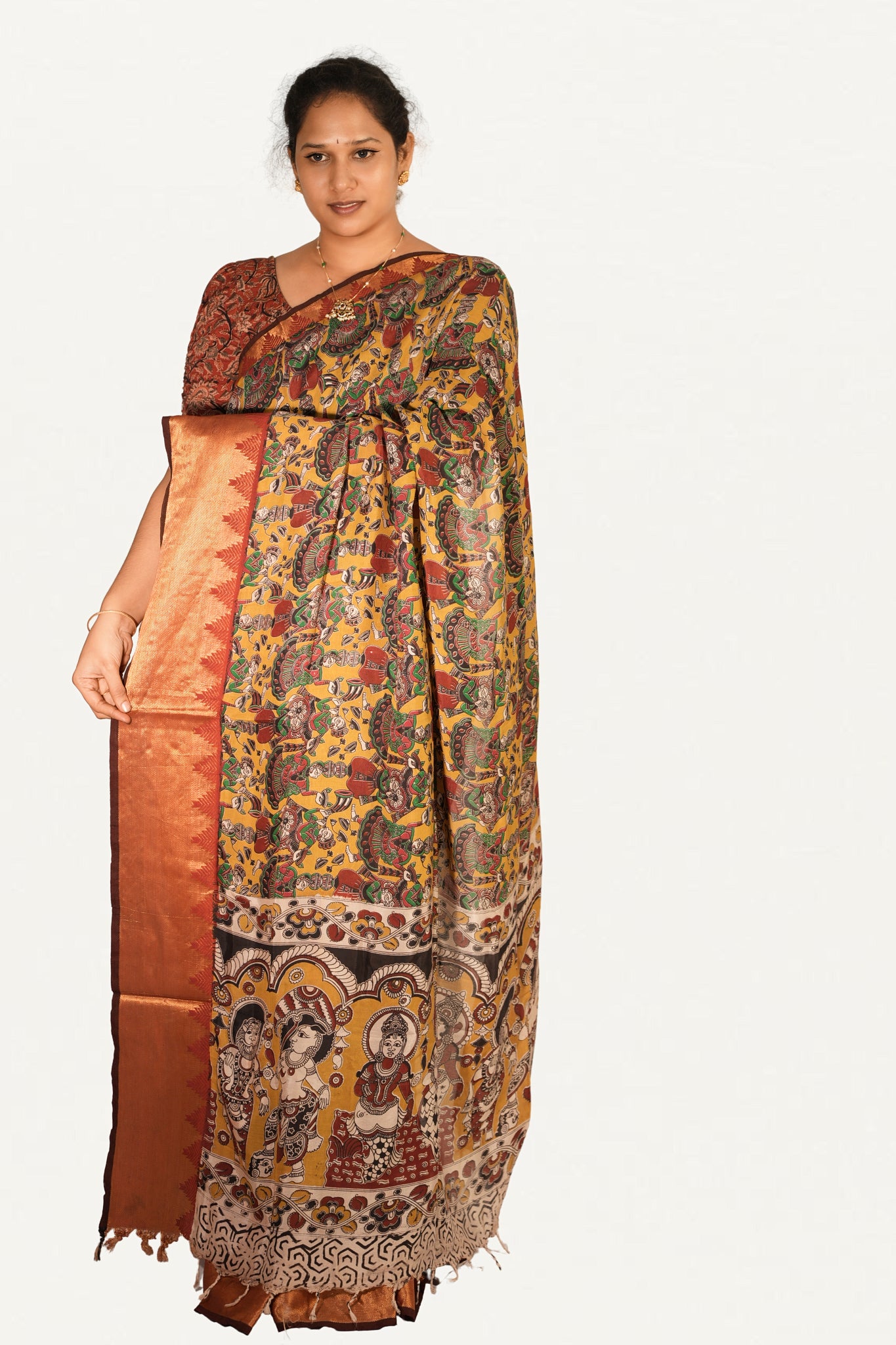 KALAMKARI MANGALAGIRI POWERLOOM SAREE