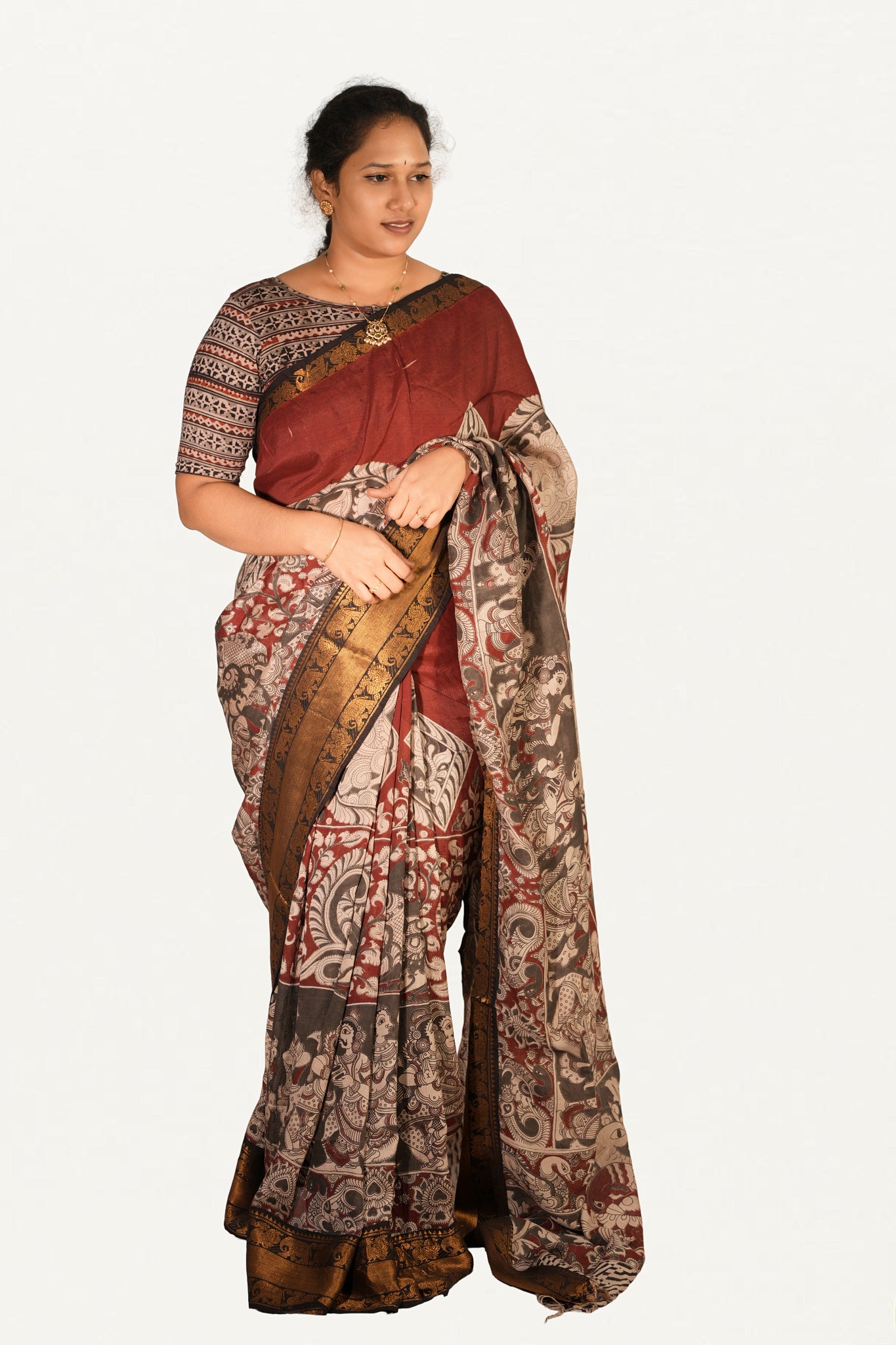 KALAMKARI MANGALAGIRI POWERLOOM SAREE