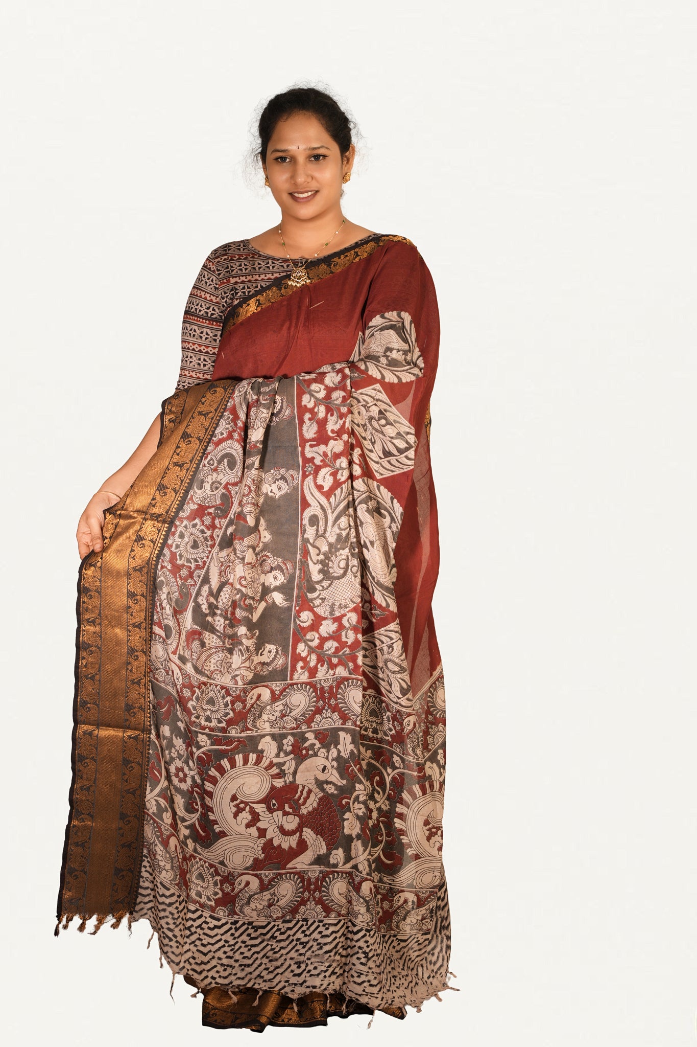 KALAMKARI MANGALAGIRI POWERLOOM SAREE