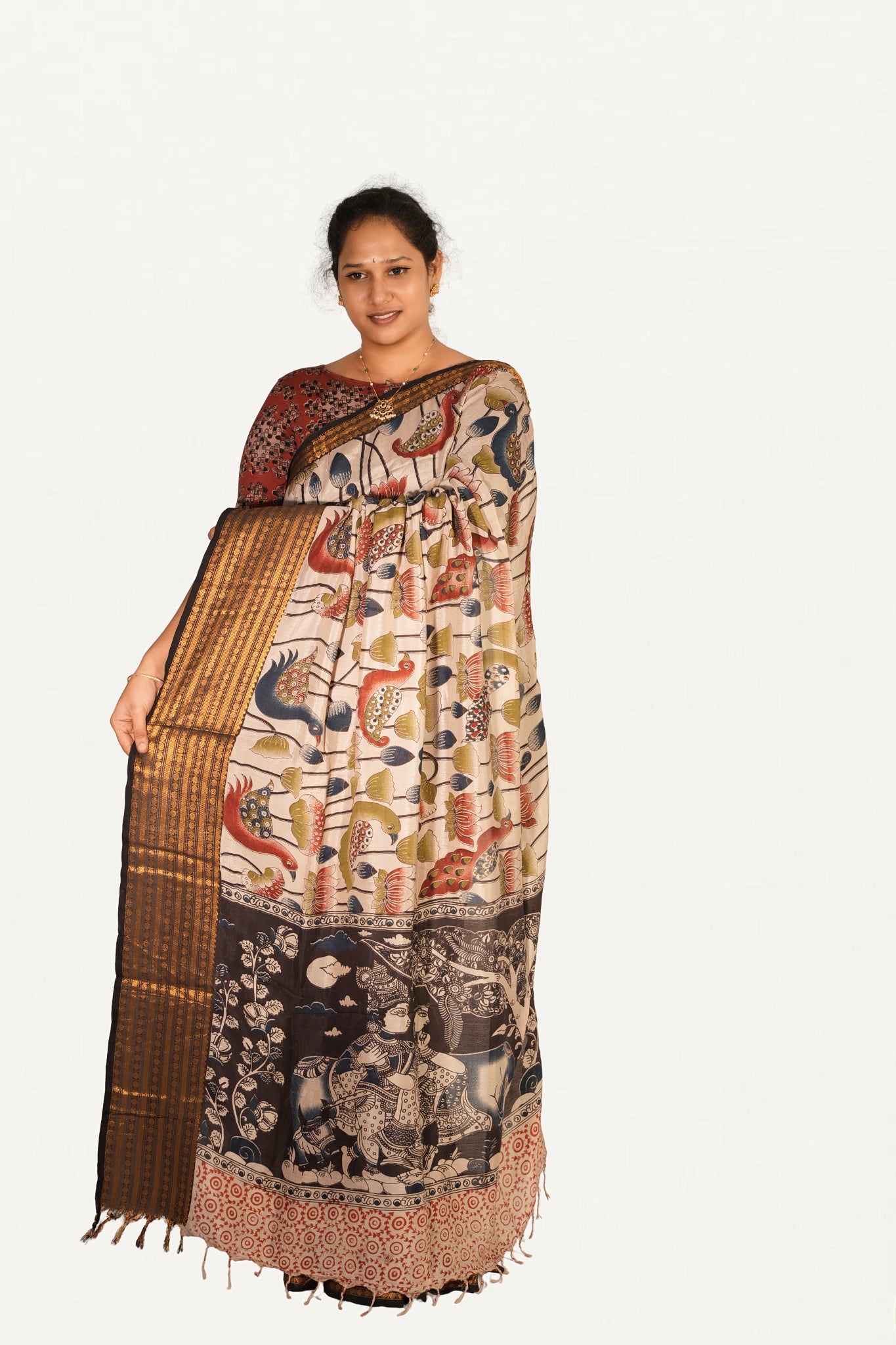 KALAMKARI MANGALAGIRI POWERLOOM SAREE