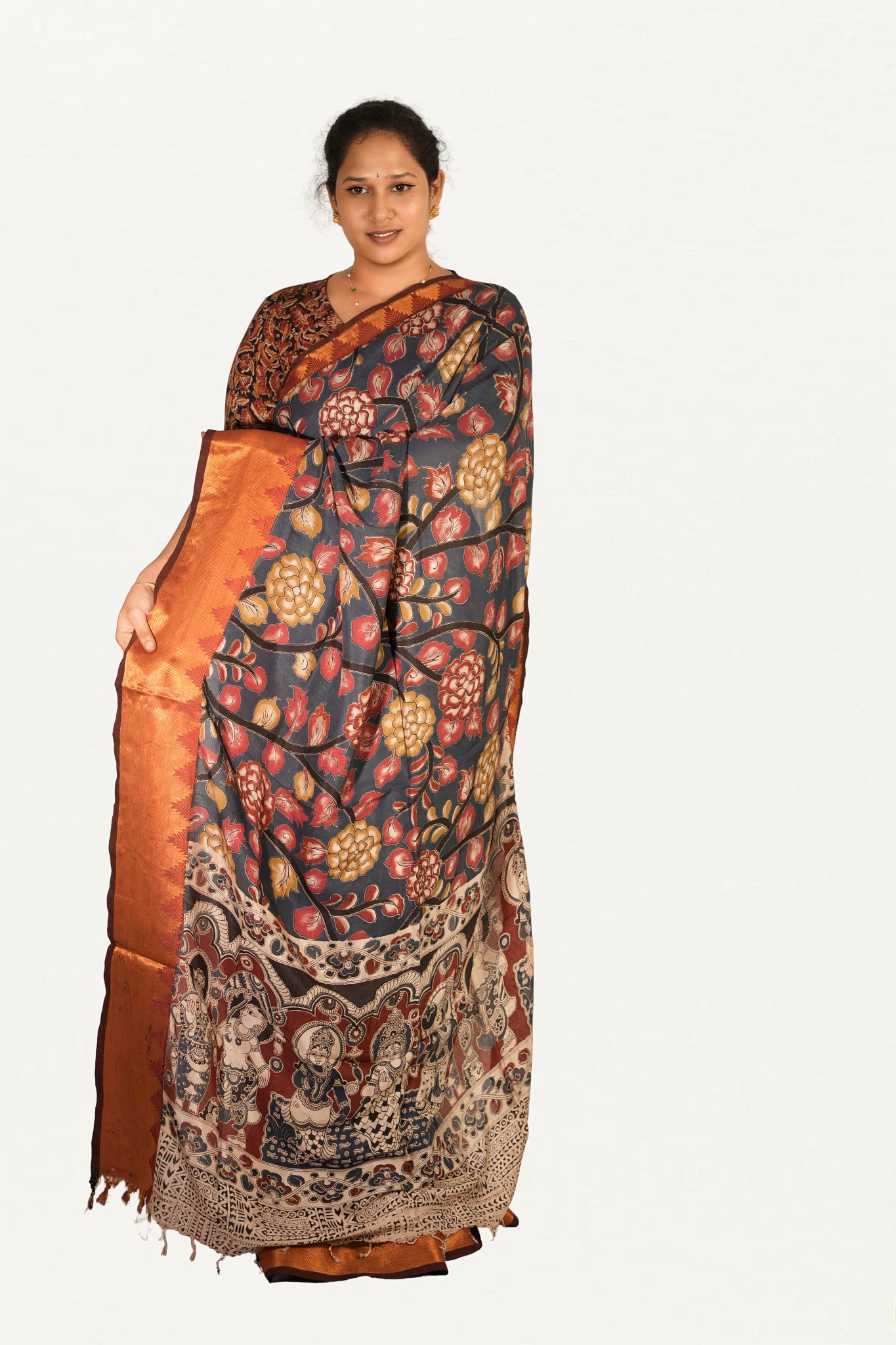KALAMKARI MANGALAGIRI POWERLOOM SAREE