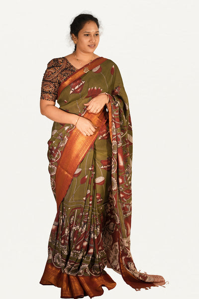 KALAMKARI MANGALAGIRI POWERLOOM SAREE