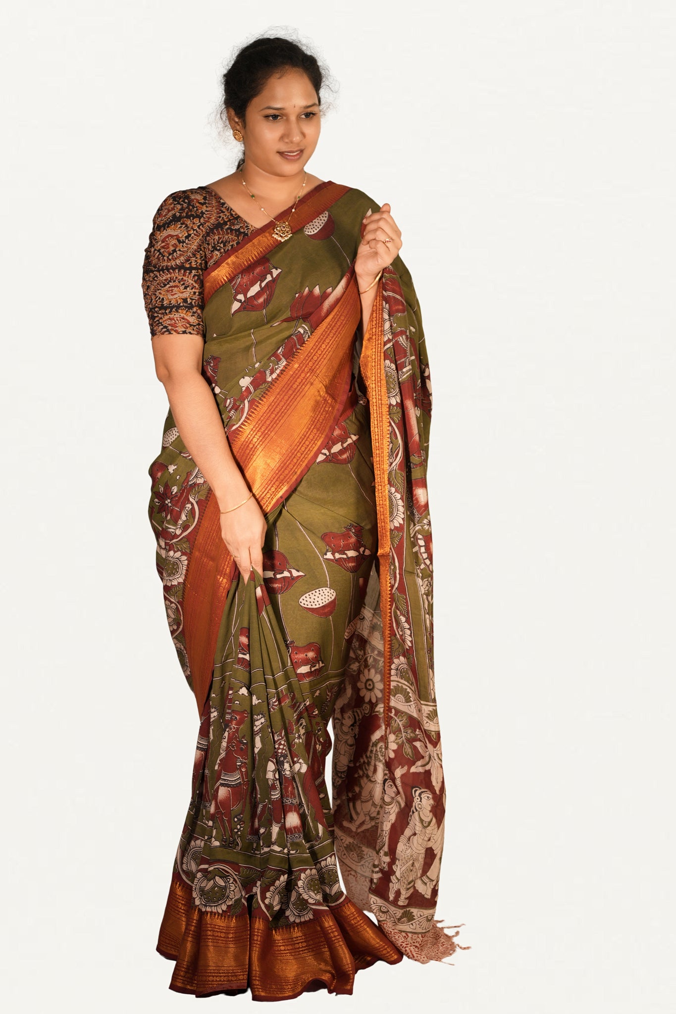 KALAMKARI MANGALAGIRI POWERLOOM SAREE