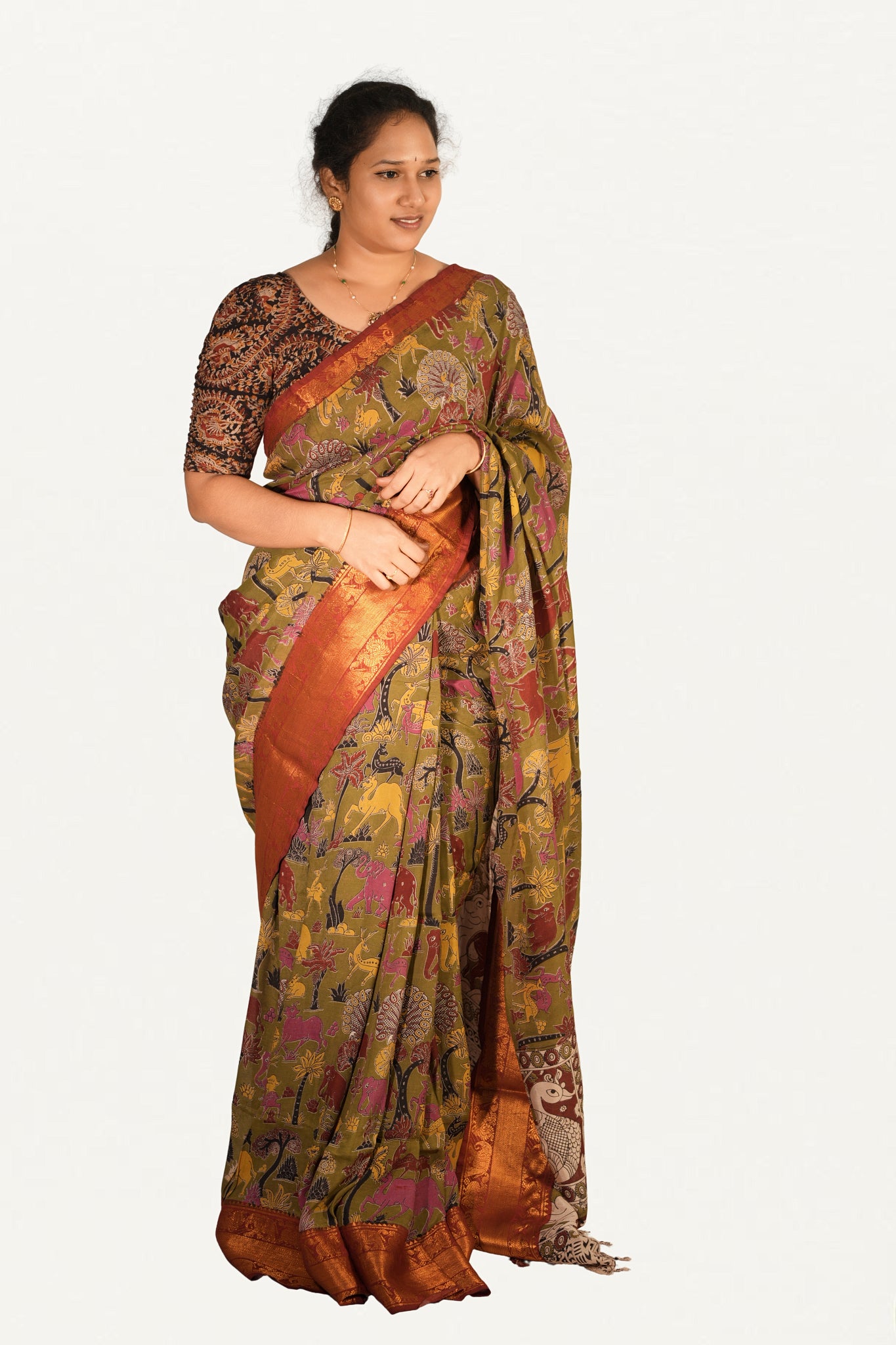 KALAMKARI MANGALAGIRI POWERLOOM SAREE