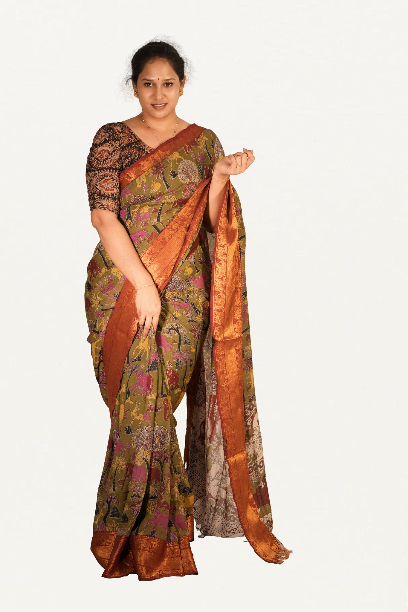 KALAMKARI MANGALAGIRI POWERLOOM SAREE