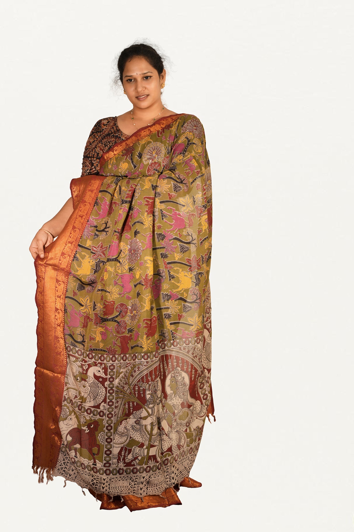 KALAMKARI MANGALAGIRI POWERLOOM SAREE