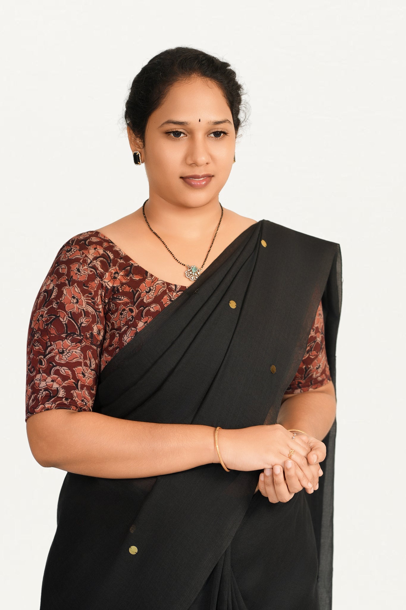 KALAMKARI ROUND NECK 10 INCH HANDS STRECHBLE BLOUSE