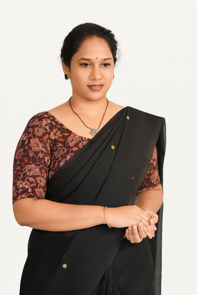 KALAMKARI ROUND NECK 10 INCH HANDS STRECHBLE BLOUSE