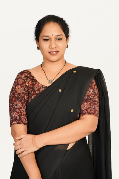 KALAMKARI ROUND NECK 10 INCH HANDS STRECHBLE BLOUSE