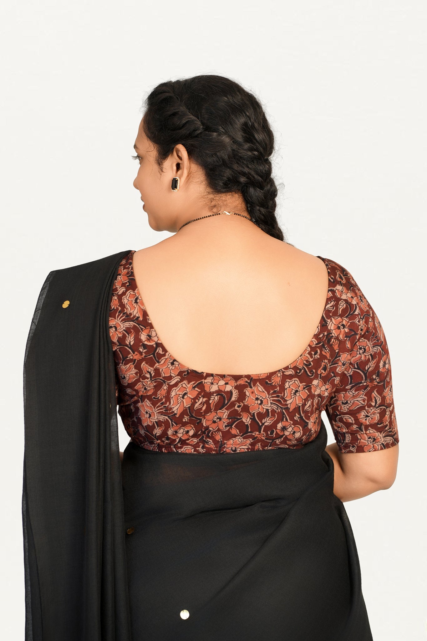 KALAMKARI ROUND NECK 10 INCH HANDS STRECHBLE BLOUSE