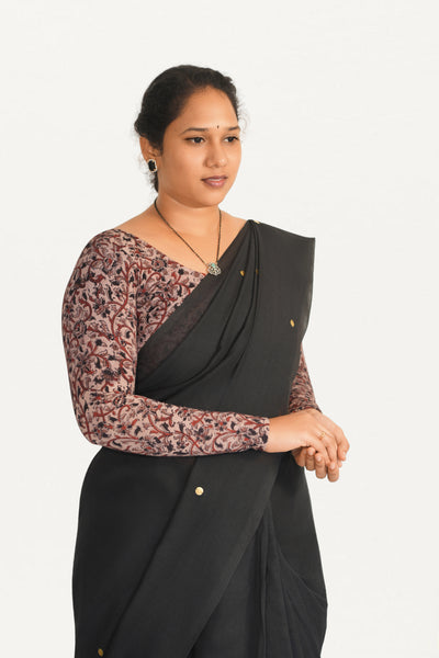 KALAMKARI ROUND NECK FULL HANDS STRECHBLE BLOUSE