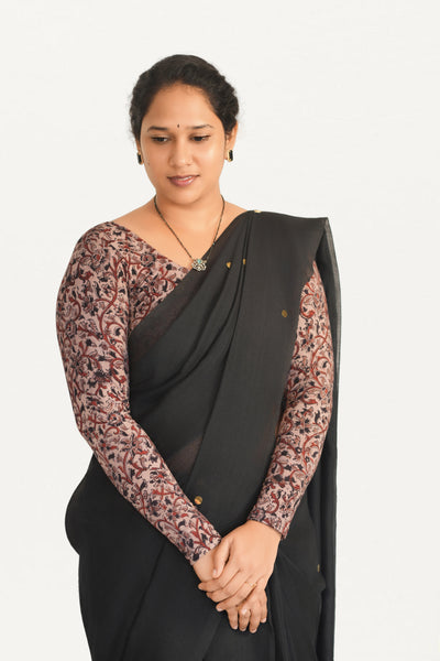KALAMKARI ROUND NECK FULL HANDS STRECHBLE BLOUSE