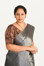 KALAMKARI ROUND NECK 10 INCH HANDS STRECHBLE BLOUSE