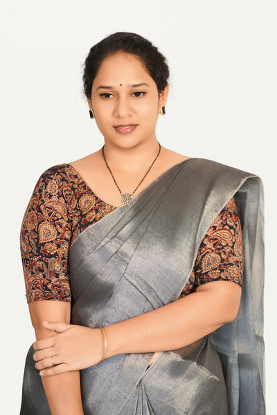 KALAMKARI ROUND NECK 10 INCH HANDS STRECHBLE BLOUSE