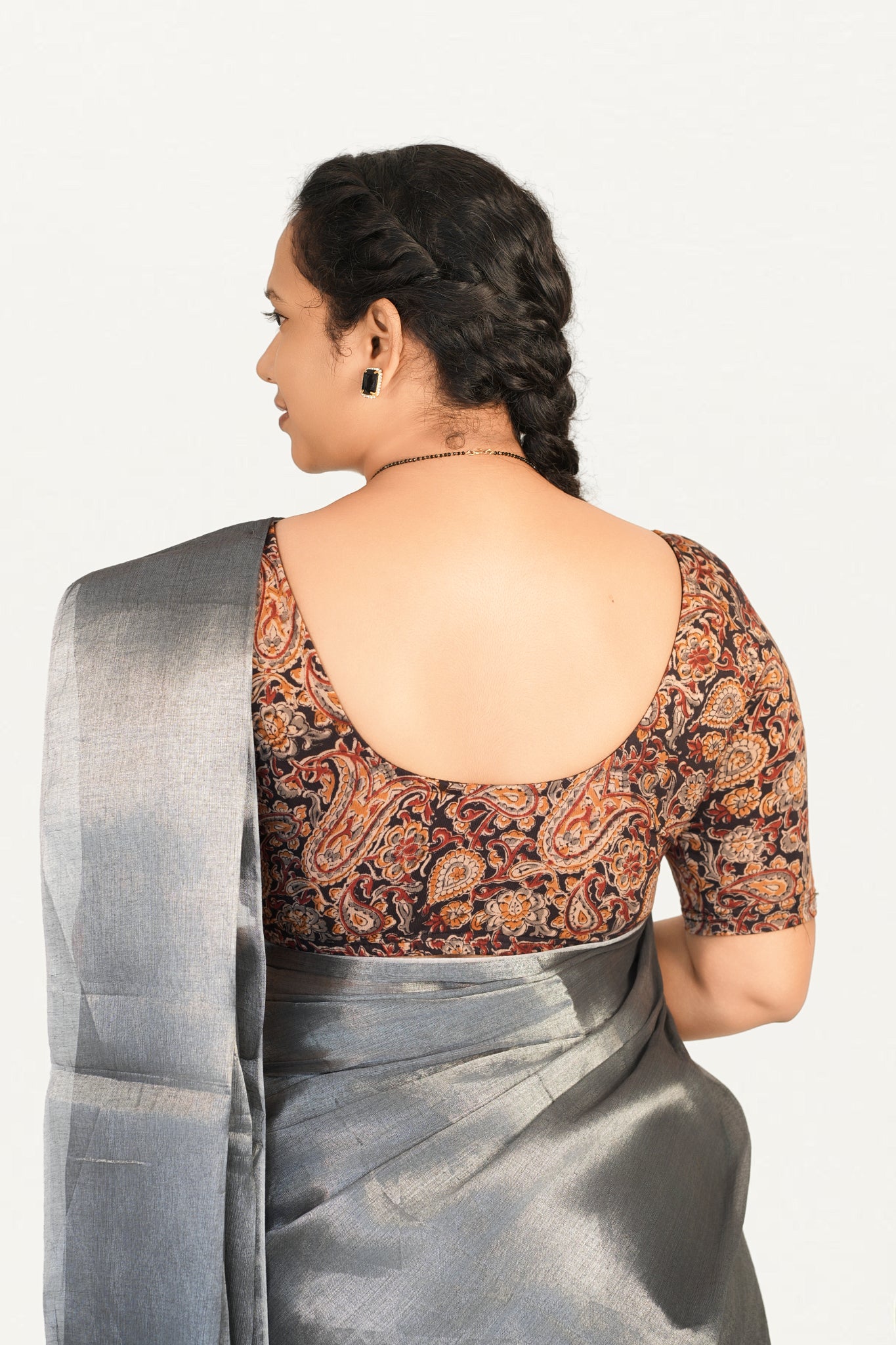 KALAMKARI ROUND NECK 10 INCH HANDS STRECHBLE BLOUSE