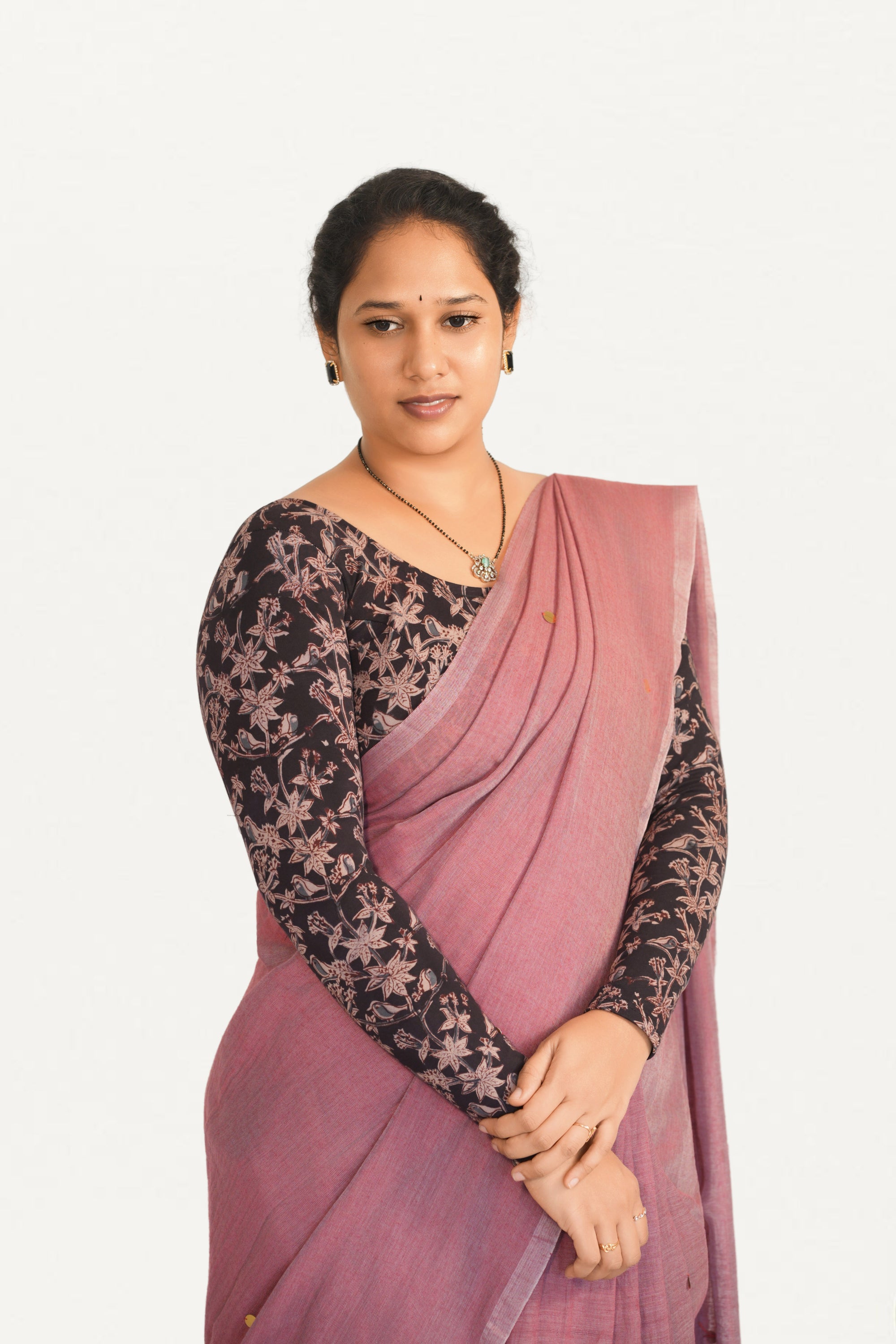 KALAMKARI ROUND NECK FULL HANDS STRECHBLE BLOUSE