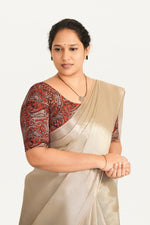 KALAMKARI ROUND NECK 10 INCH HANDS STRECHBLE BLOUSE