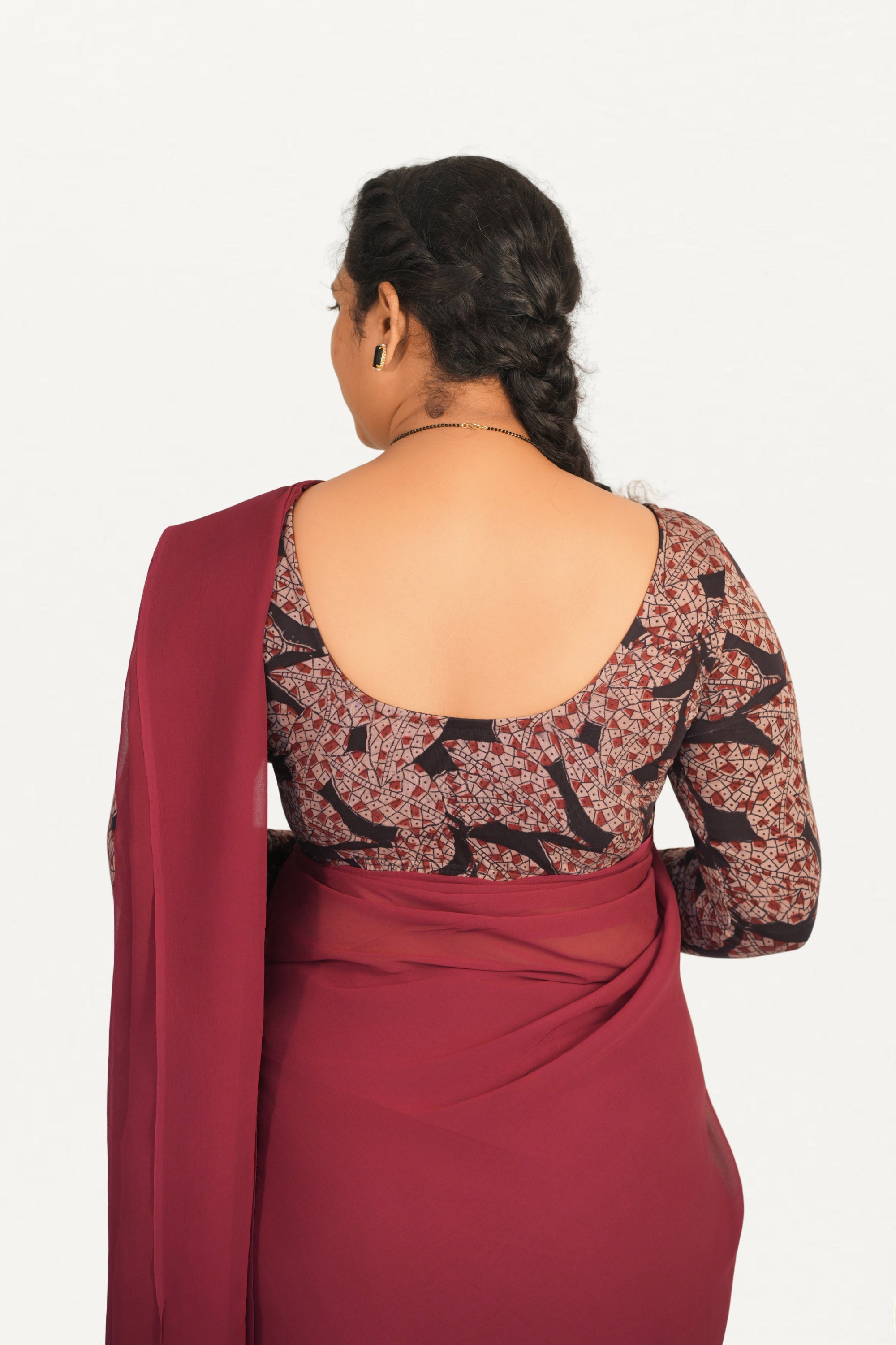 KALAMKARI ROUND NECK FULL HANDS STRECHBLE BLOUSE