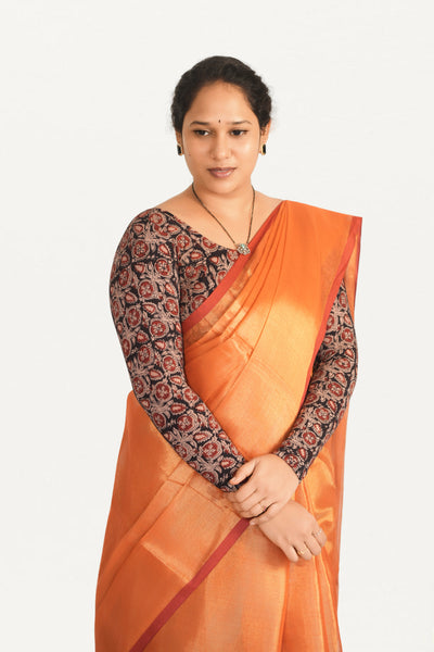 KALAMKARI ROUND NECK FULL HANDS STRECHBLE BLOUSE