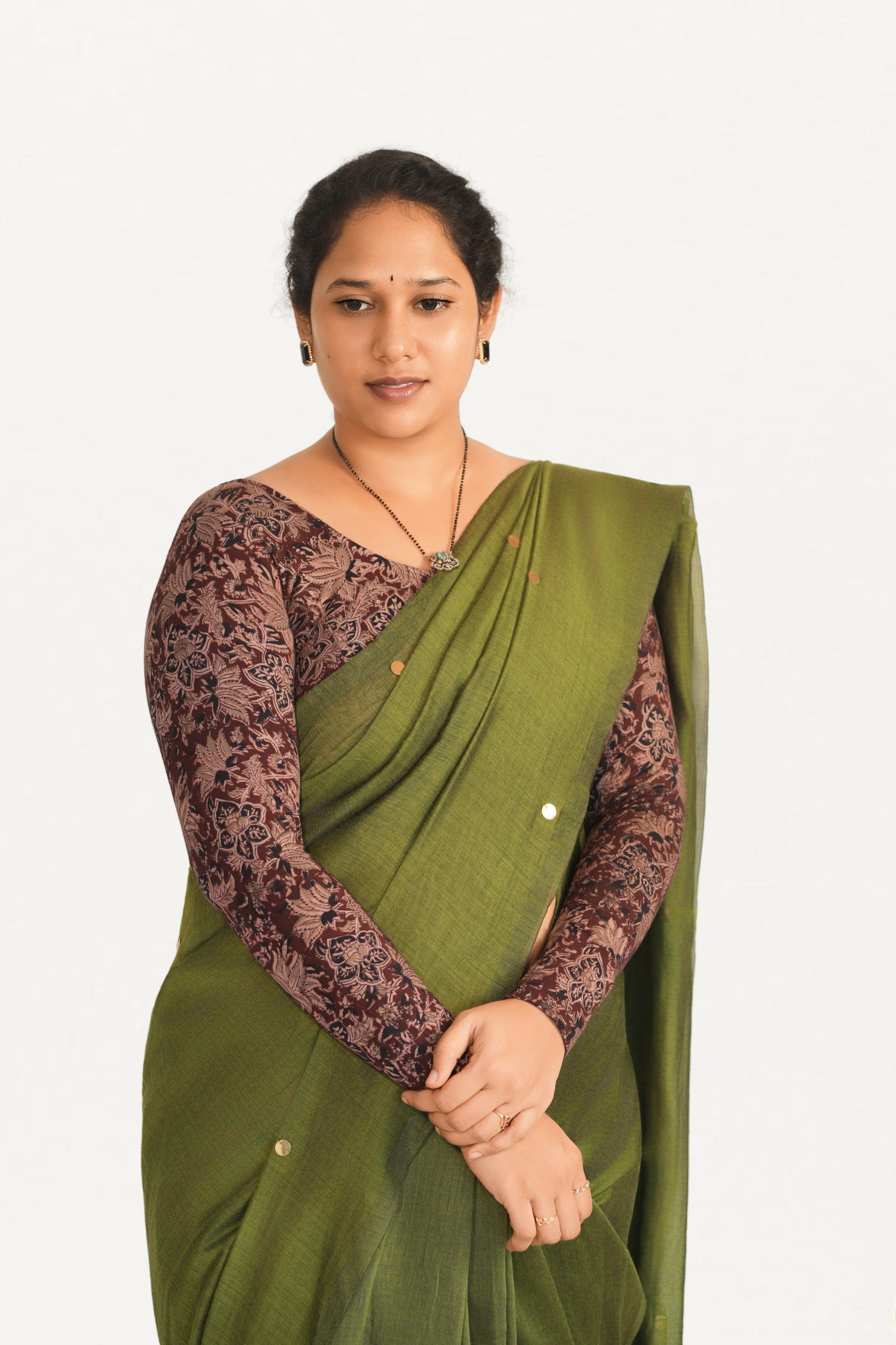 KALAMKARI ROUND NECK FULL HANDS STRECHBLE BLOUSE