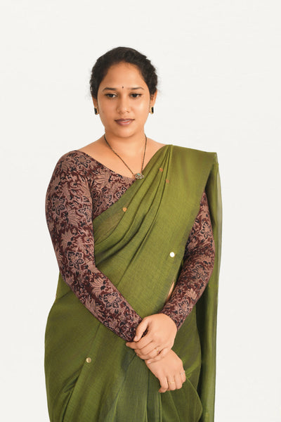 KALAMKARI ROUND NECK FULL HANDS STRECHBLE BLOUSE