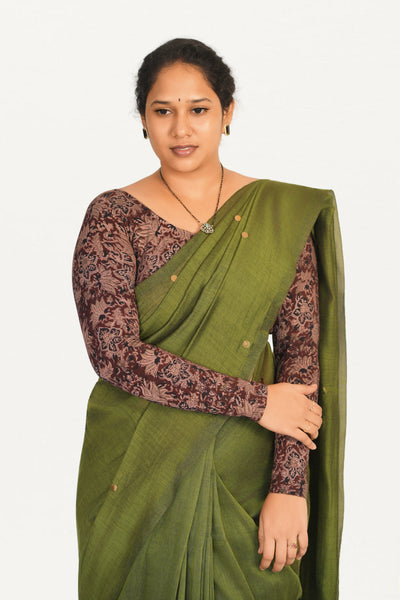 KALAMKARI ROUND NECK FULL HANDS STRECHBLE BLOUSE