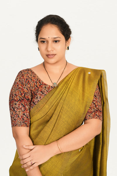 KALAMKARI ROUND NECK 10 INCH HANDS STRECHBLE BLOUSE