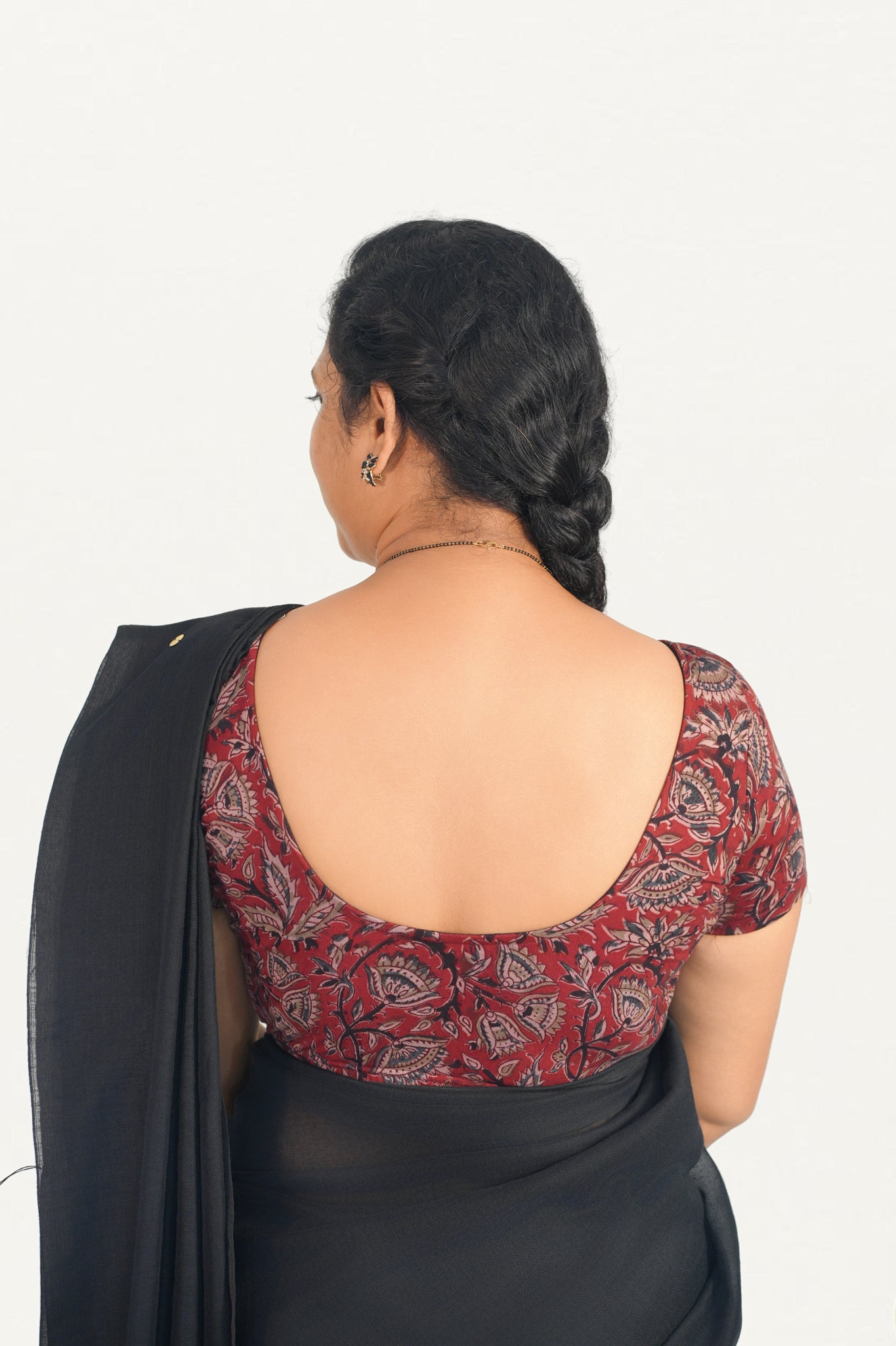 KALAMKARI ROUND NECK SHORT HANDS STRECHBLE BLOUSE