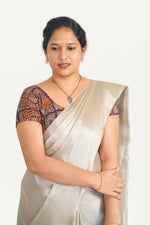 KALAMKARI ROUND NECK SHORT HANDS STRECHBLE BLOUSE