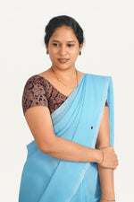 KALAMKARI ROUND NECK SHORT HANDS STRECHBLE BLOUSE