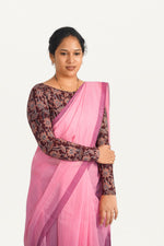 KALAMKARI BOAT  NECK FULL HANDS STRECHBLE BLOUSE