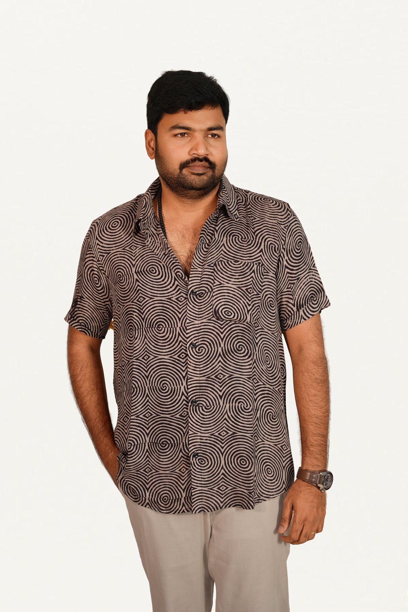 Kalamkari Cotton/ Reyon Blended Shirt
