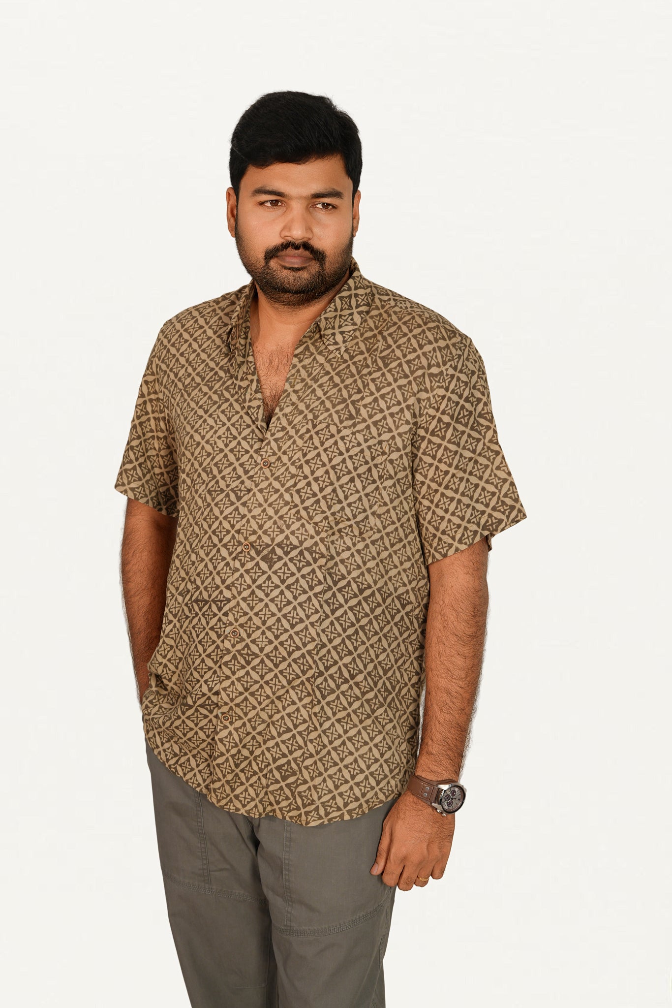 Kalamkari Cotton/ Reyon Blended Shirt
