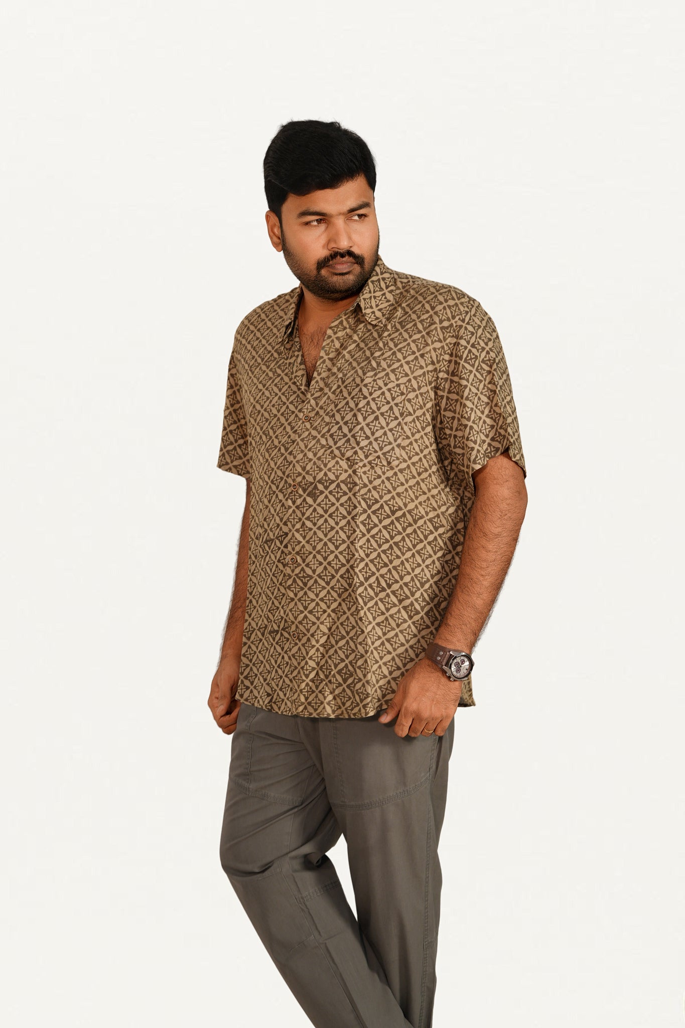 Kalamkari Cotton/ Reyon Blended Shirt