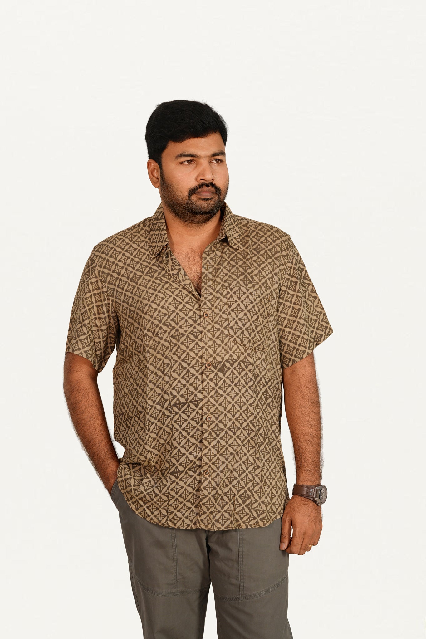 Kalamkari Cotton/ Reyon Blended Shirt
