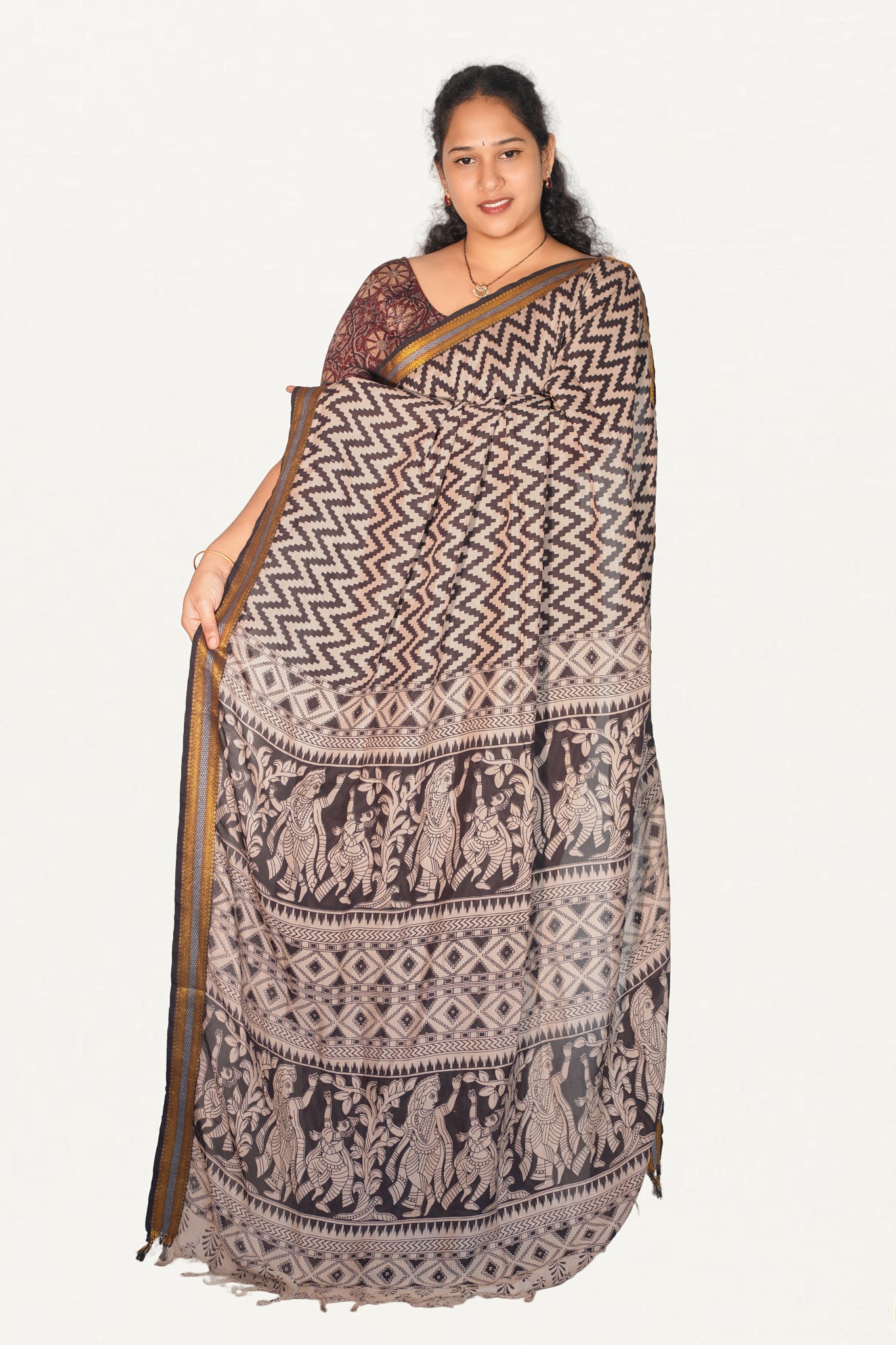 Kalamkari  Nizam Boarder Silk Saree
