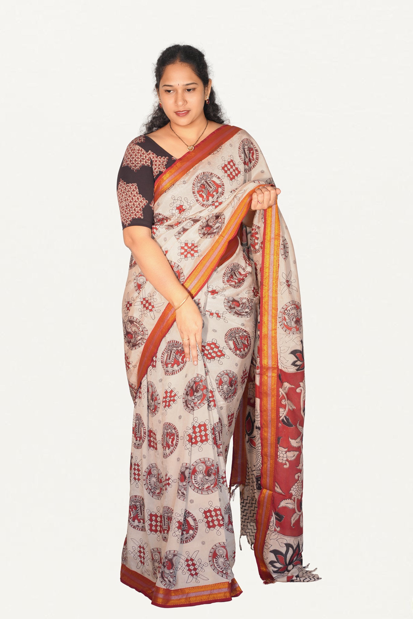 Kalamkari  Nizam Boarder Silk Saree