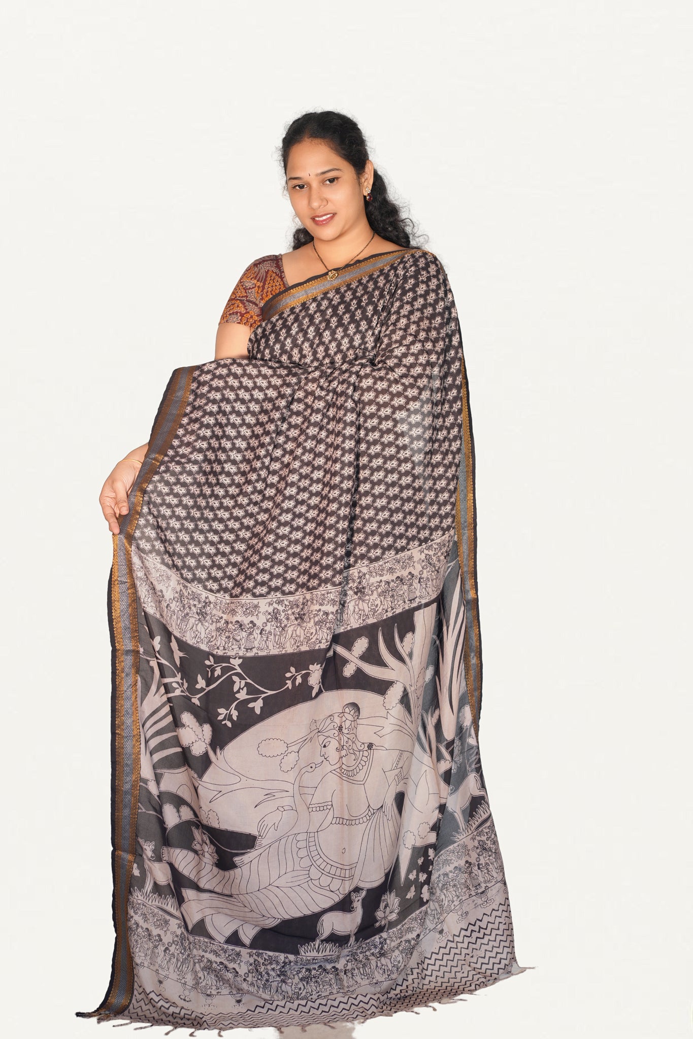 Kalamkari  Nizam Boarder Silk Saree