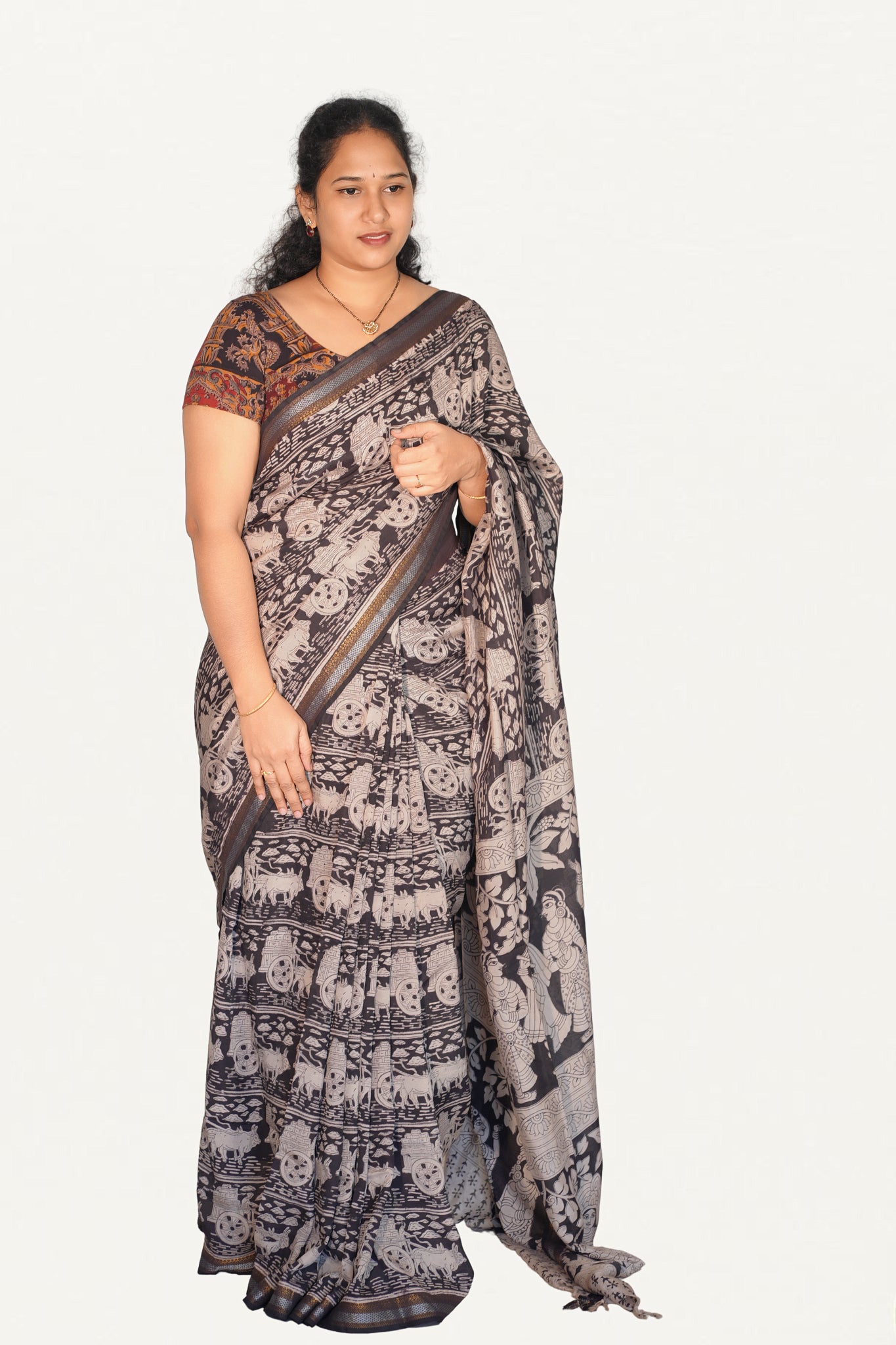 Kalamkari  Nizam Boarder Silk Saree