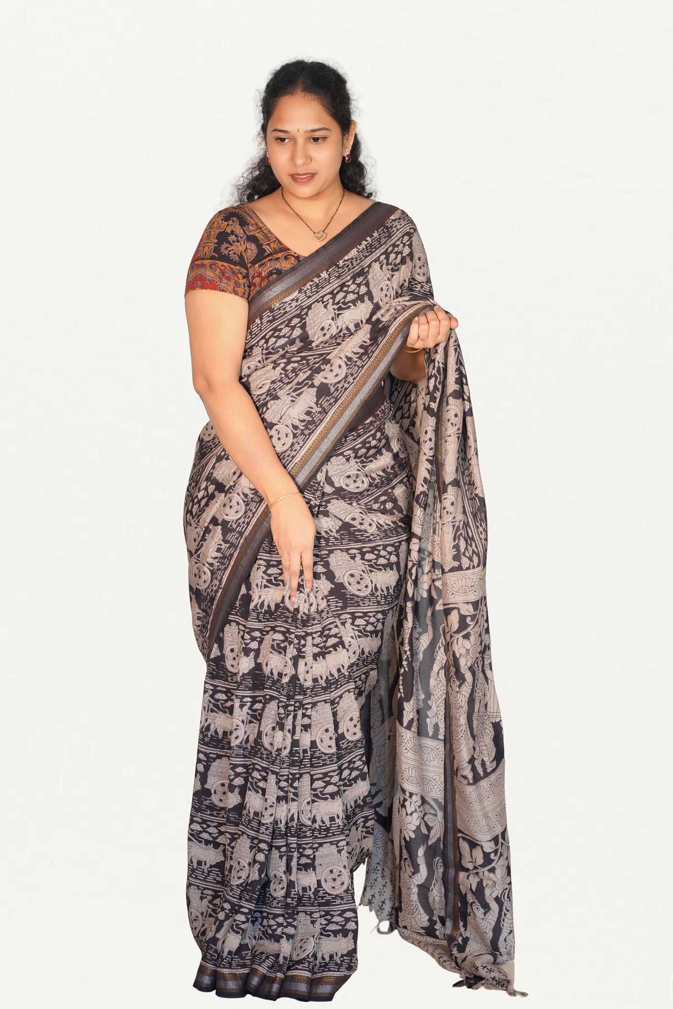 Kalamkari  Nizam Boarder Silk Saree