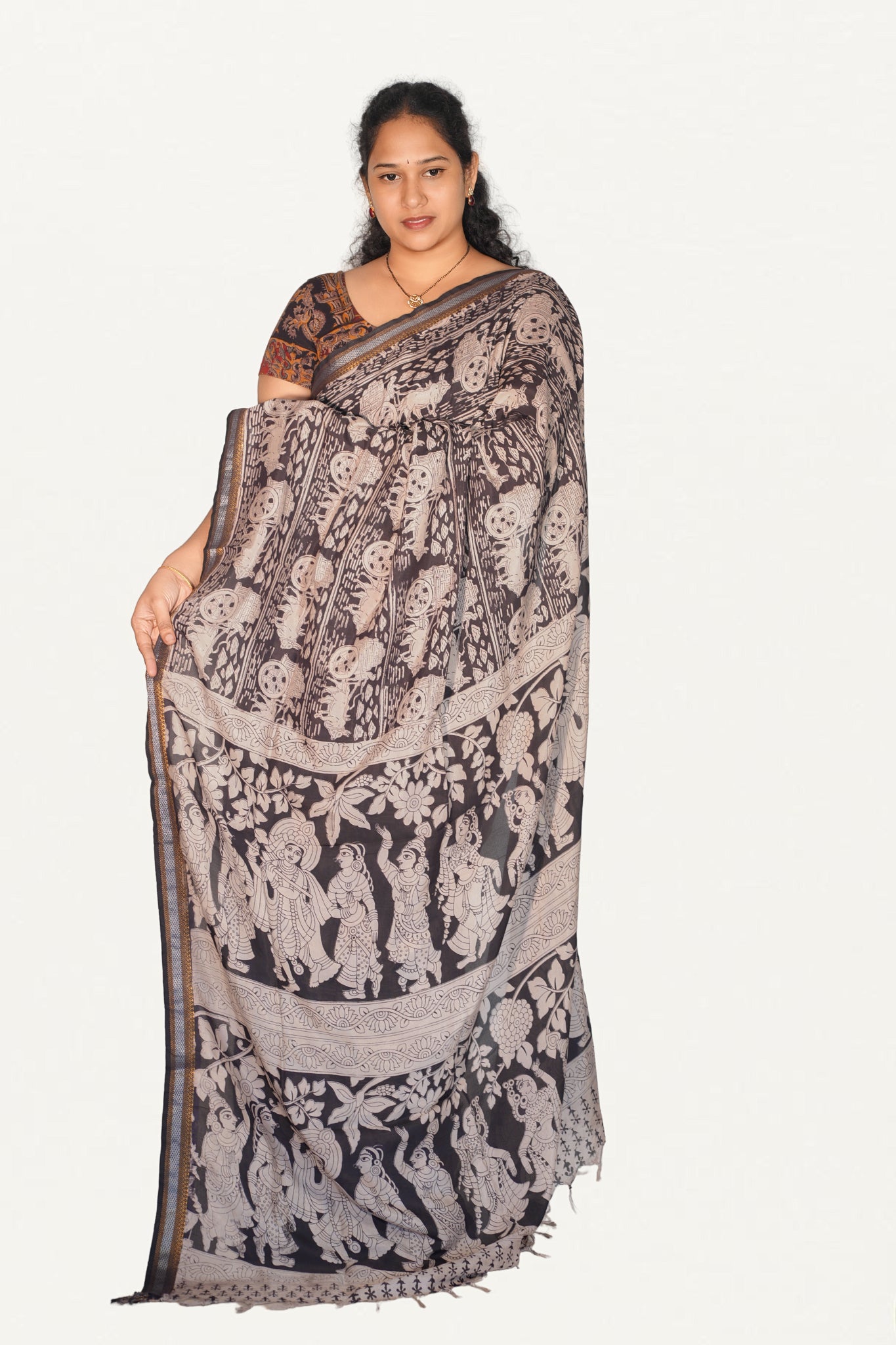 Kalamkari  Nizam Boarder Silk Saree