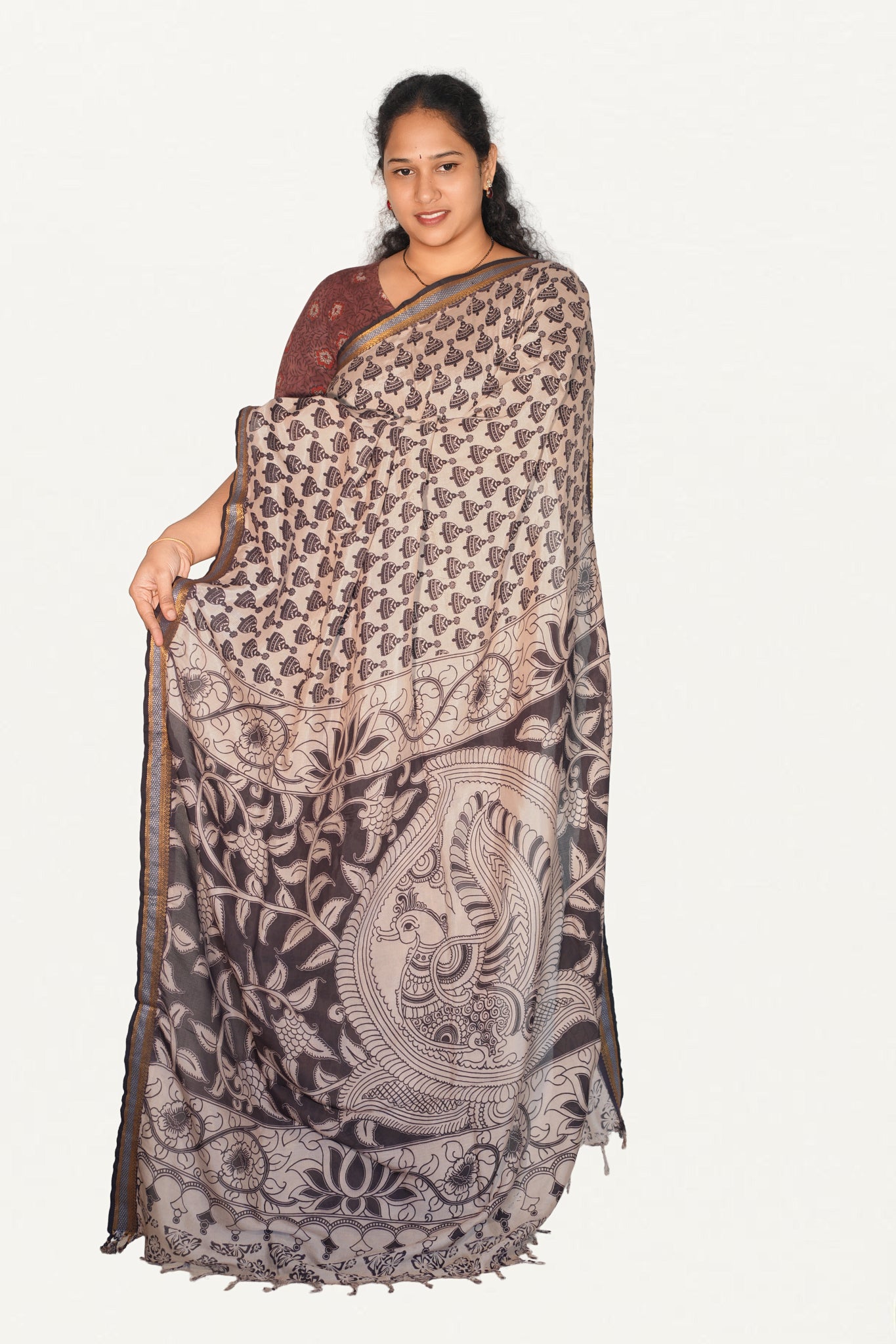 Kalamkari  Nizam Boarder Silk Saree